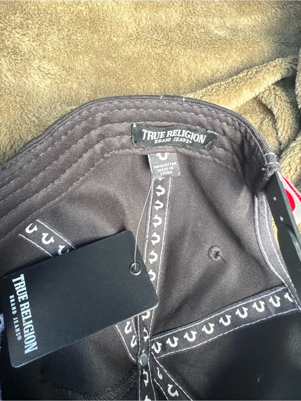 True Religion Black Cap with Contrasting White Stitching